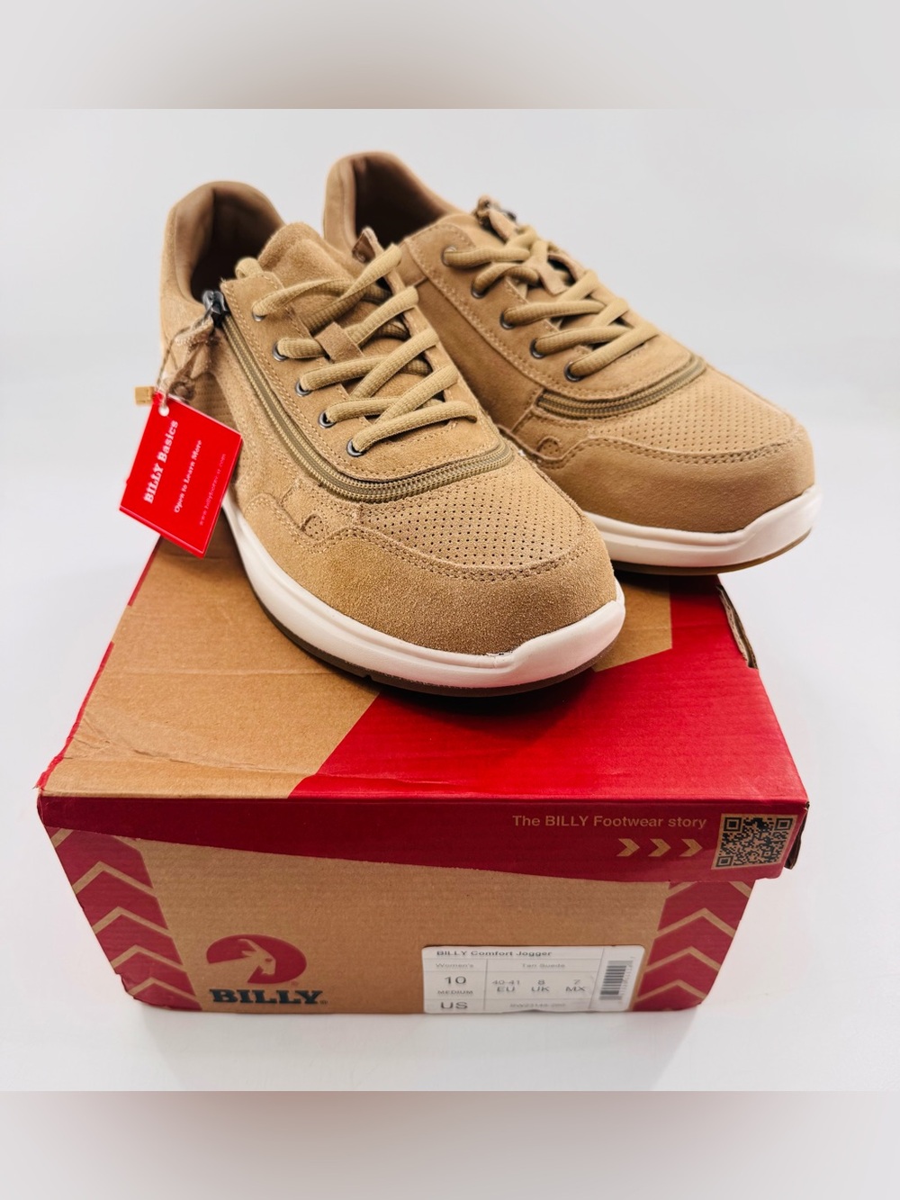 Billy Comfort Jogger Tennis Shoes Women’s Size 10 Tan Suede Easy On Sneakers NEW